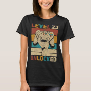 Camiseta Nível 23 Desbloqueado 23º Aniversário Gamer 23 Ano