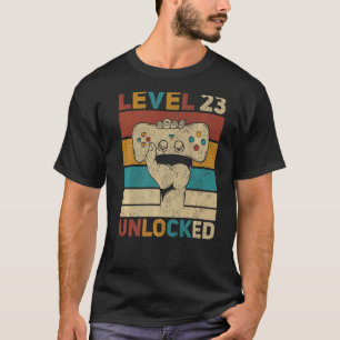Camiseta Nível 23 Desbloqueado 23º Aniversário Gamer 23 Ano