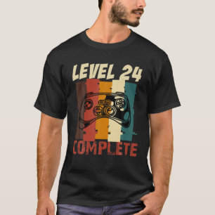 Camiseta Nível 24 Gamer Vintage Vedio Game 24 Anos Completo