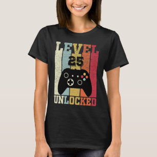 Camiseta Nível 25 25 de jogador de vídeo desbloqueado Anive
