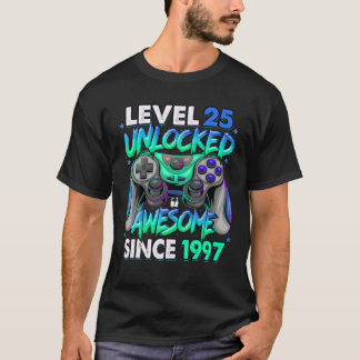 Camiseta Nível 25 Desbloqueado Incrível Desde 1997 25 Anive