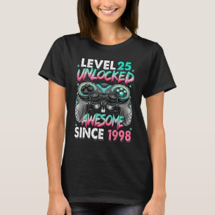 Camiseta Nível 25 Desbloqueado Incrível Desde 1998 25 Anive