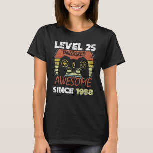 Camiseta Nível 25 Desbloqueado Incrível Desde 1998 25 Anive
