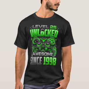 Camiseta Nível 25 Desbloqueado Incrível Desde 1998 25 Anive