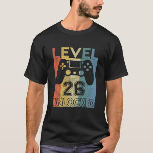 Camiseta Nível 26 Aniversário Desbloqueado Com 26 Anos É