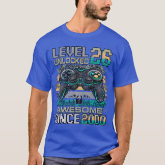 Camiseta Nível 26 Desbloqueado Incrível Desde 2000 Aniversá