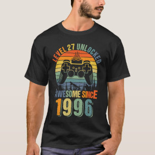 Camiseta Nível 27 Desbloqueado 27º Aniversário Gamer 1996 B
