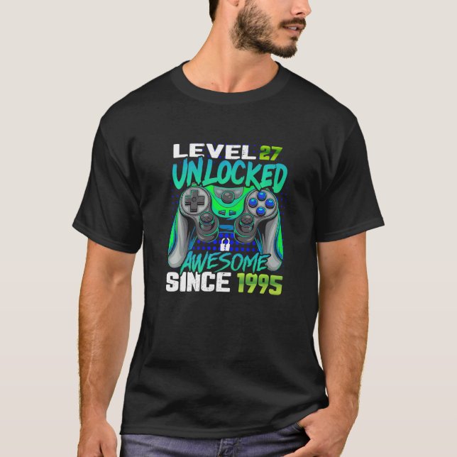 Camiseta Nível 27 Desbloqueado Incrível desde 1995 27º Aniv (Frente)