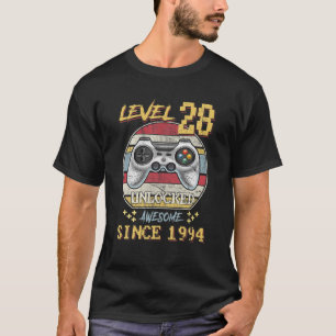 Camiseta Nível 28 Aniversário Desbloqueado 28 Anos Ótima Si