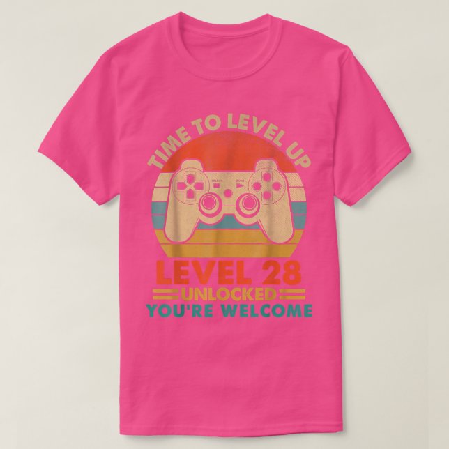 Camiseta Nível 28 Completo Antigo Jogos de Vídeo Gamer 1994 (Frente do Design)