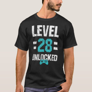 Camiseta Nível 28 desbloqueado: 28.º Aniversário do Joga