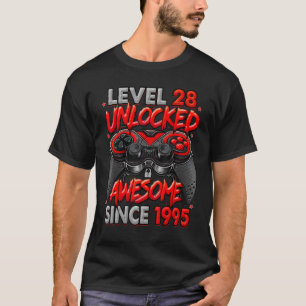 Camiseta Nível 28 Desbloqueado Incrível Desde 1995 28º Aniv