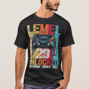 Camiseta Nível 29 Desbloqueado Incrível Desde 1992 29º Aniv