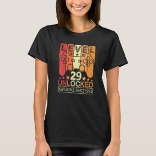 Camiseta Nível 29 Jogador de vídeo desbloqueado Birthda, 29