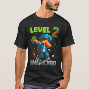 Camiseta Nível 2 Desbloqueado Divertido Menino de Aniversár