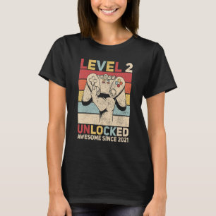 Camiseta Nível 2 Desbloqueado Incrível Desde 2021 2 Anos De