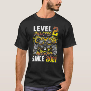 Camiseta Nível 2 Desbloqueado Incrível Desde 2021 segundo a
