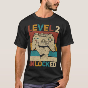 Camiseta Nível 2 Desbloqueado Menino de 2 anos Segundo Dia