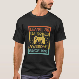 Camiseta Nível 30 Desbloqueado Incrível Desde 1991 aniversá