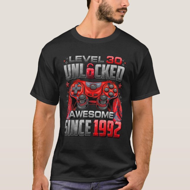 Camiseta Nível 30 Desbloqueado Incrível Desde 1992 aniversá (Frente)