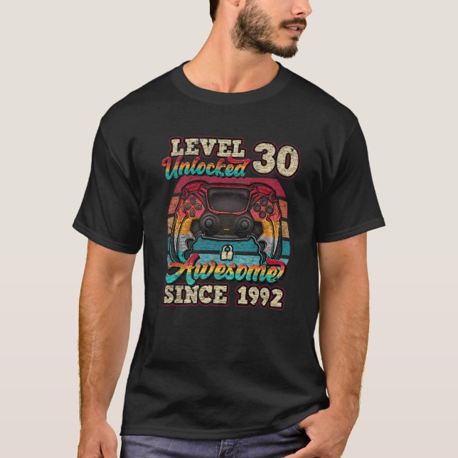 Camiseta Nível 30 Desbloqueado Incrível Desde 1992 aniversá (Frente)