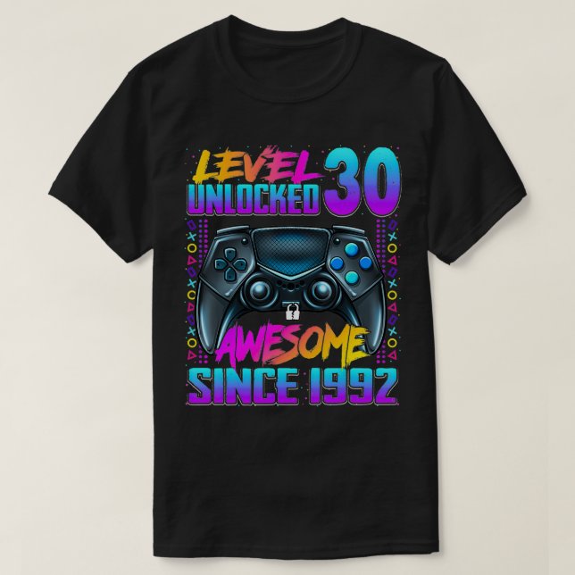 Camiseta Nível 30 Desbloqueado Incrível Desde 1992 aniversá (Frente do Design)