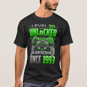 Camiseta Nível 30 Desbloqueado Incrível Desde 1993 aniversá
