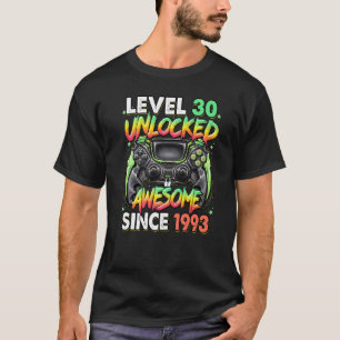 Camiseta Nível 30 Desbloqueado Incrível Desde 1993 aniversá