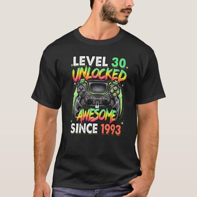 Camiseta Nível 30 Desbloqueado Incrível Desde 1993 aniversá (Frente)
