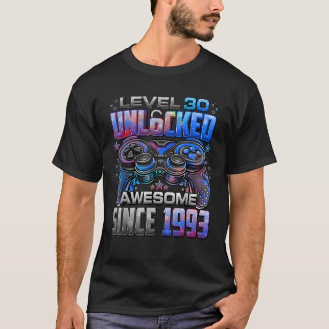 Camiseta Nível 30 Desbloqueado Incrível Desde 1993 aniversá (Frente)