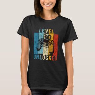 Camiseta Nível 30 Desbloqueado Video Gamer 30 Anos Presente