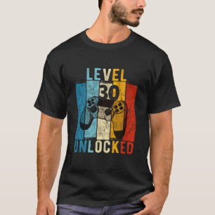 Camiseta Nível 30 Desbloqueado Video Gamer 30 Anos Presente
