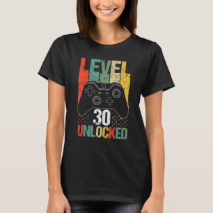 Camiseta Nível 30 Jogador de vídeo desbloqueado aniversário