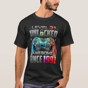 Camiseta Nível 31 Incrível Desbloqueado Desde 1991 31º Aniv