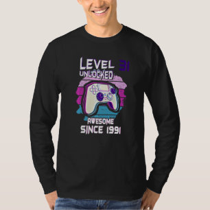 Camiseta Nível 31 Incrível Desbloqueado Desde 1991 31º Aniv