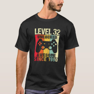 Camiseta Nível 32 Desbloqueado 32º Aniversário Gamer Espeta