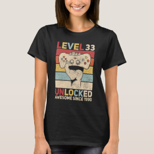 Camiseta Nível 33 Desbloqueados Homens de 33 Anos Idade For