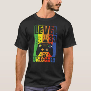 Camiseta Nível 33 Nível de aniversário desbloqueado 33º ani