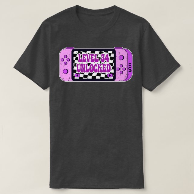 Camiseta Nível 34 desbloqueado (Frente do Design)