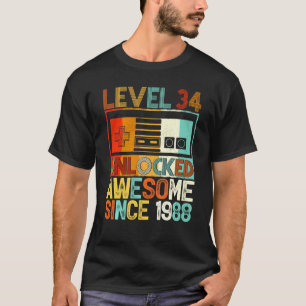 Camiseta Nível 34 Desbloqueado Incrível Desde 1988 34º Aniv