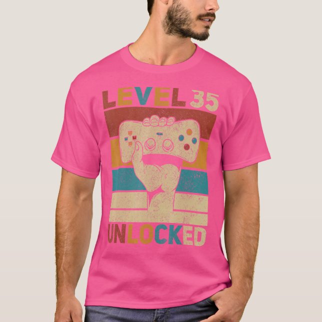 Camiseta Nível 35 Desbloqueado 35º Aniversário de 35 anos (Frente)
