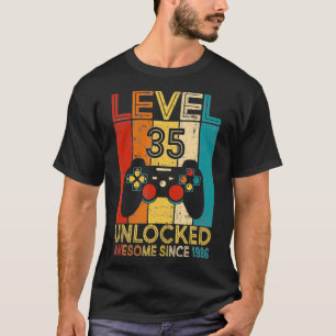 Camiseta Nível 35 Desbloqueado Incrível Desde 1986 Vídeo