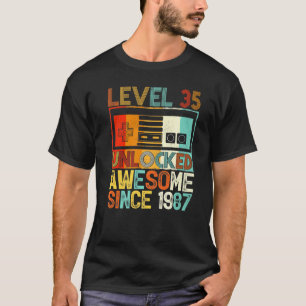 Camiseta Nível 35 Desbloqueado Incrível Desde 1987 35º A