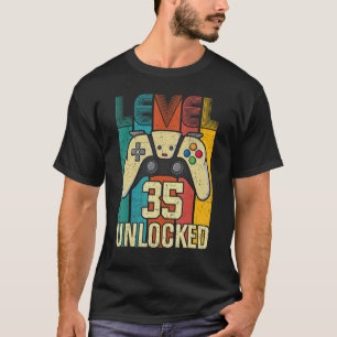 Camiseta Nível 35 Vídeo Gamer 35º Aniversário desbloqueado