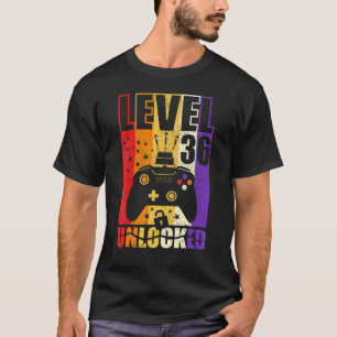 Camiseta Nível 36 de aniversário desbloqueado Nível de aniv
