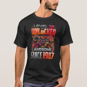 Camiseta Nível 36 Desbloqueado Incrível Desde 1987 36º Aniv