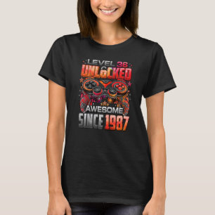 Camiseta Nível 36 Desbloqueado Incrível Desde 1987 36º Aniv