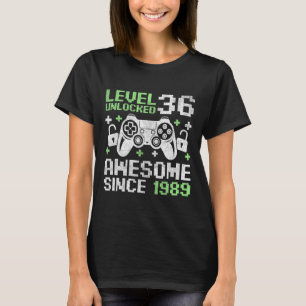 Camiseta Nível 36 Desbloqueado Incrível Desde 1989 Jogador