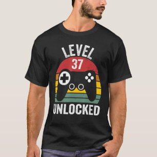 Camiseta Nível 37 Desbloqueado 37º Aniversário do Ano In