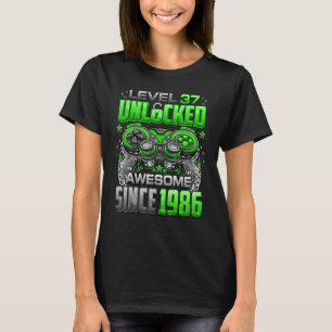 Camiseta Nível 37 Desbloqueado Incrível Desde 1986 37º Aniv